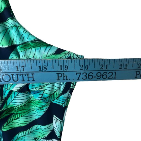 Tommy Hilfiger Tropical Leaf Print Shift Dress Sz 12 Crew Neck Sheath Midi Green - Picture 10 of 12